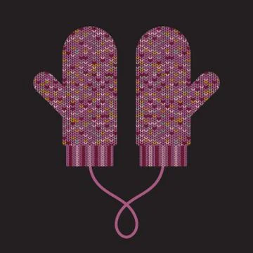 Pair of knitted mittens Stock Illustration