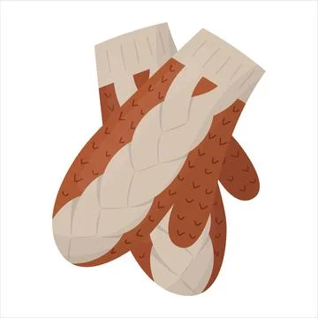 A pair of knitted mittens vector Stock Illustration