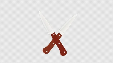 A pair of knives crossed icon concept loop animation video with alpha channel Stock Footage 266089395