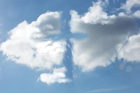 Pair of large cumulus clouds are drifting in flat vector illustration, featuring 스톡 일러스트