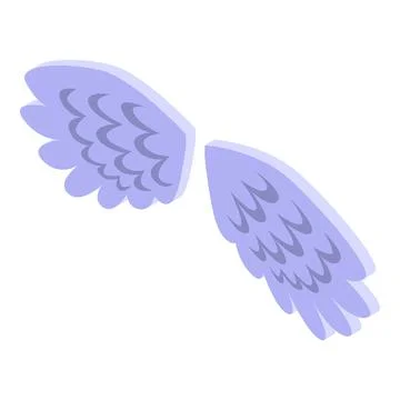 Pair of large feathered angel wings isometric icon Ilustração Stock