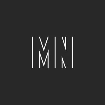 Pair letters MN logo monogram, hipster couple m n thin line shape style emble Ilustração Stock