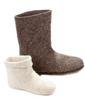 Pair light and dark big woolly lock footwear Stock Photos