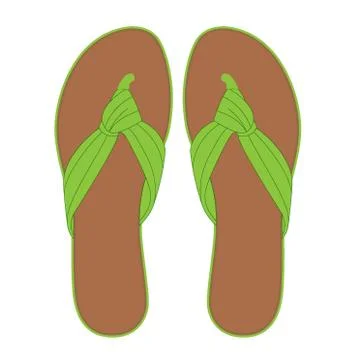 Pair of light green flip flops, summer time vacation attribute, slippers, sho Stock Illustration