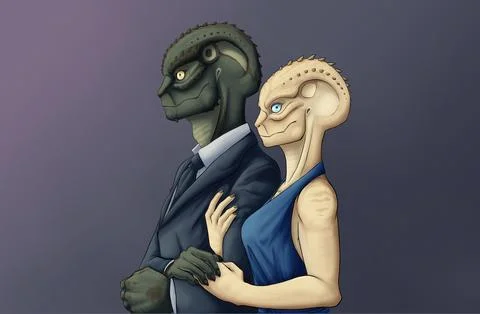 A Pair of Lizard People Ilustração Stock