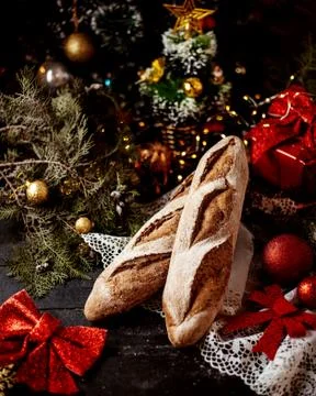 A pair of loaf gray bread Stock Photos