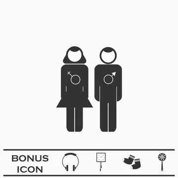 Pair of lovers icon flat. Stock Illustration