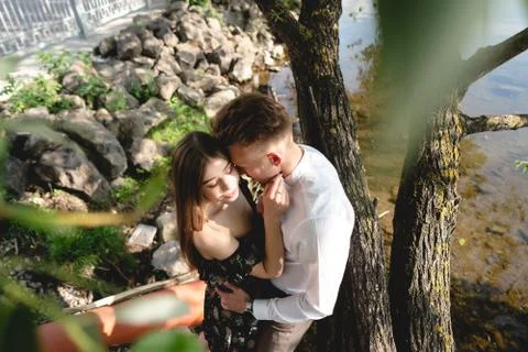 A pair of lovers posing on the camera. Stock Photos