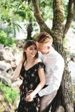 A pair of lovers posing on the camera. Stock Photos