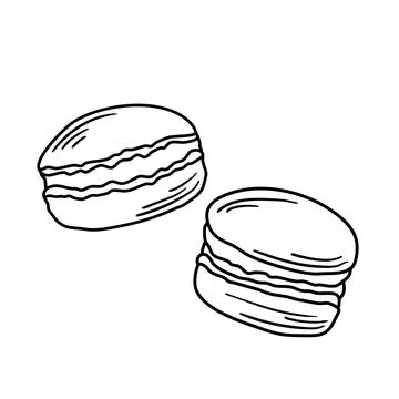 Pair of macaroons in doodle sketch style Ilustração Stock