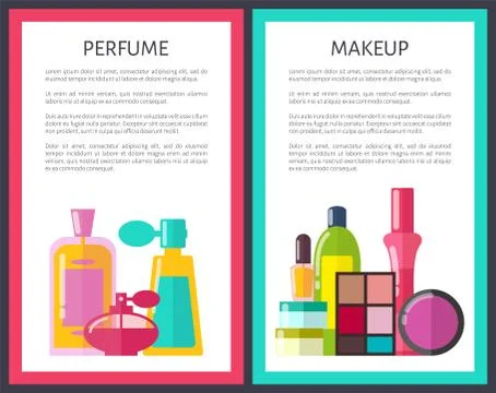 Pair of Makeup and Perfume Vector Illustration Ilustração Stock