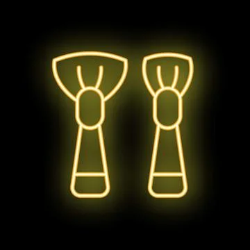 Pair of makeup brushes glowing with neon light effect Stock Illustration