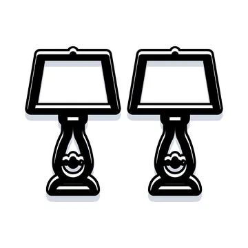 Pair of matching table lamps illuminating interior space Stock Illustration