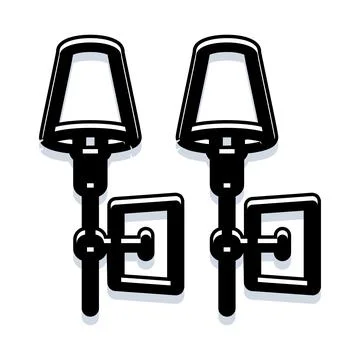 Pair of matching wall sconces providing interior lighting Stock Illustration