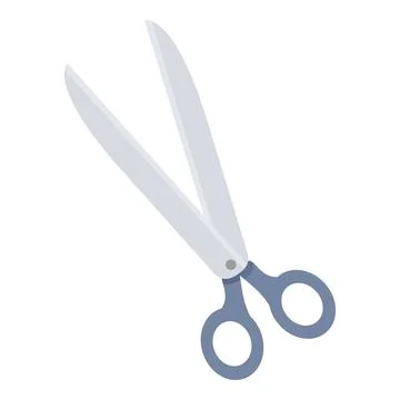 Pair of metal scissors cutting open with blue handles Stock Illustration