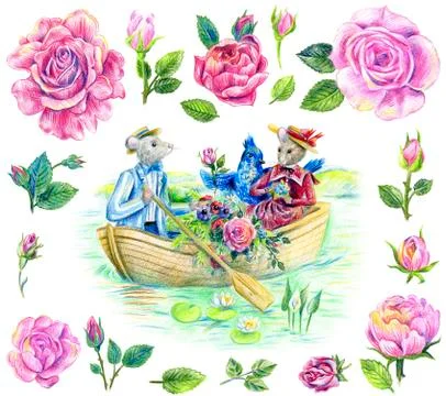 A pair of mice Stock Illustration