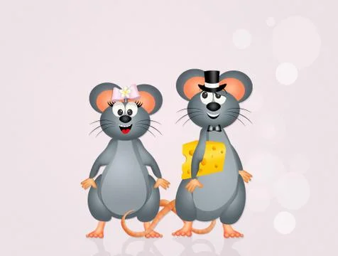Pair of mice in love Ilustração Stock