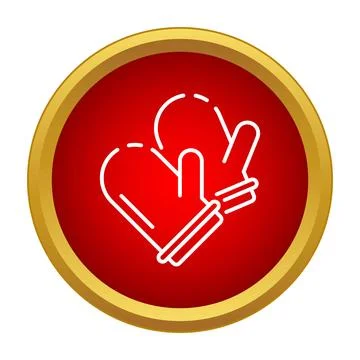 Pair of mittens icon in red circle for winter Ilustração Stock