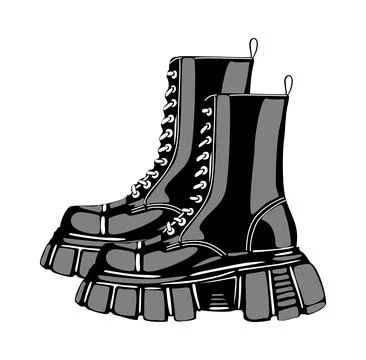 Pair of modern army leather boots vector isolated. Illustrazione stock