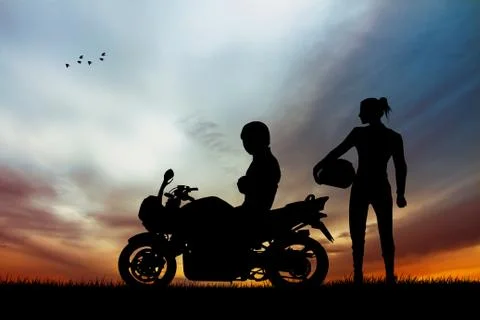 Pair of motorcyclists Ilustração Stock