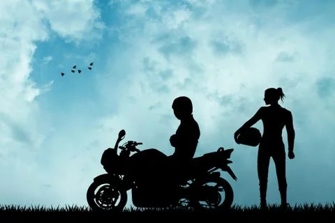 Pair of motorcyclists Ilustração Stock