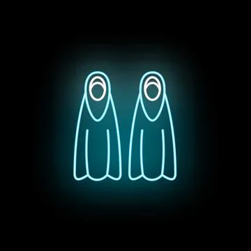 Pair of neon blue scuba diving fins icon Ilustração Stock