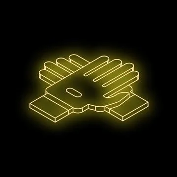 Pair of neon gloves is isolated on a black background Ilustração Stock