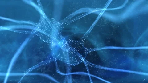 Pair of Neuron cells on a copy space abstract blue background Stock Footage 148725073