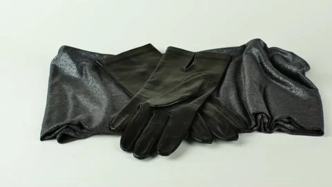 Black Leather Gloves Stock Video Footage, Royalty Free Black Leather  Gloves Videos