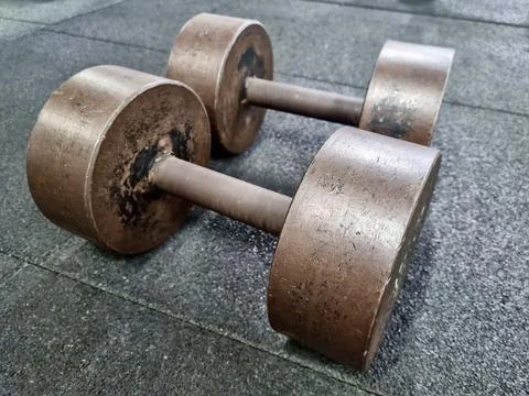Pair Of Old Dumbbells Stock Photos