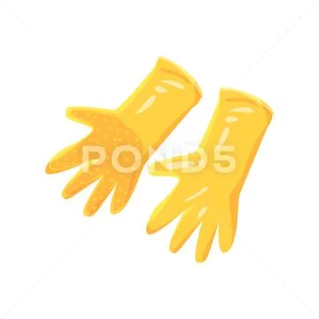 Pair of orange garden rubber gloves cartoon vector Illustration Stock Illustration