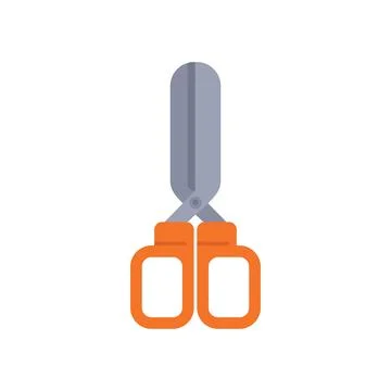 Pair of orange scissors cutting on white background Illustration