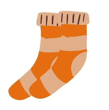 Pair of orange socks isolated on white. Doodle vector illustration Stock Illustration