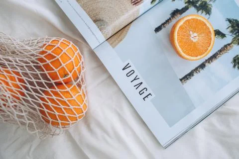 A pair of oranges on a table Stock Photos