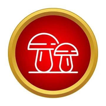 Pair of outline mushrooms in red circle button Ilustração Stock