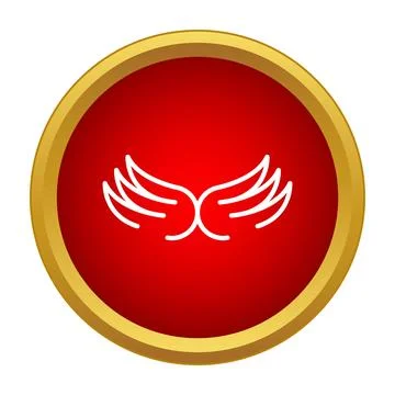 Pair of outlined wings on a red button icon 库存插图