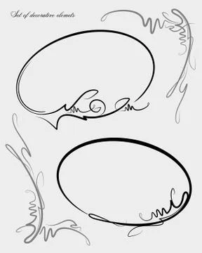 Pair of oval decorative frames with two corners for your design. Stock Illustration