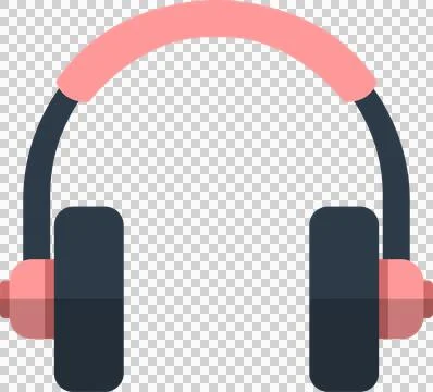 A pair of over-ear headphones featuring a pink headband and dark gray earcu.. Ilustração Stock