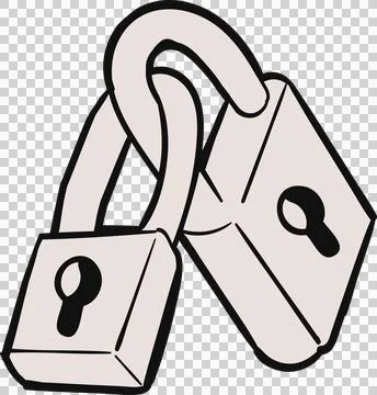 Pair of padlocks is being shown in flat design with overlapping shackles and Stock Illustration