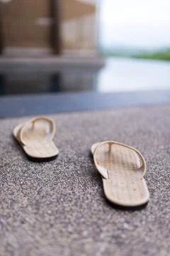 Pair of papyrus slipper Stock Photos