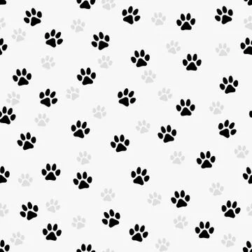 Pair of paw prints seamless pattern. Vector Stock Illustration