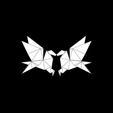 Pair Pegasus Shape Inspired by Origami Form Stock Illustration