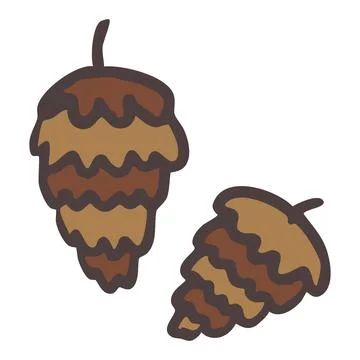Pair Pinecone. Rustic pine cone botanical clipart isolated on white background Stock Illustration