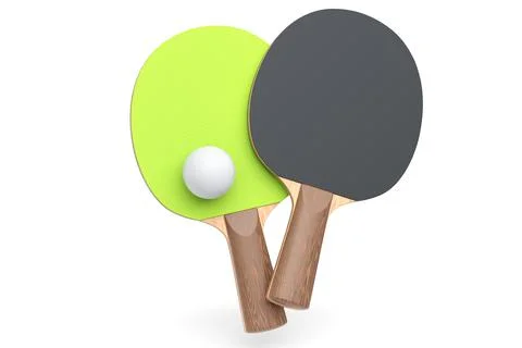 Pair of ping pong rackets for table tennis with ball isolated on white Stock Illustration