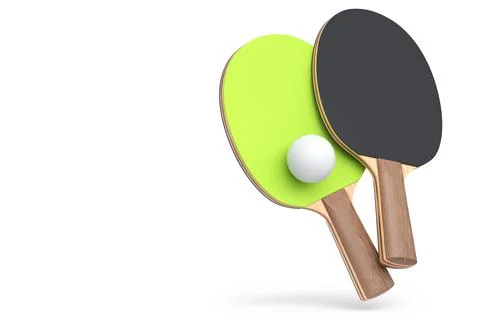 Pair of ping pong rackets for table tennis with ball isolated on white Stock Illustration