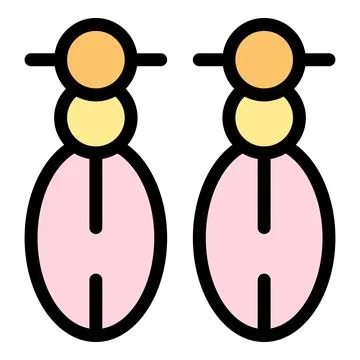 Pair of pink and gold dangle earrings isolated on white background Stock Illustration