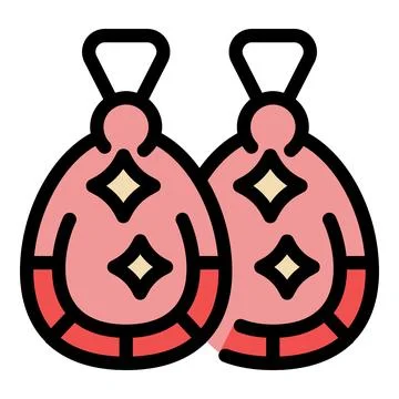 Pair of pink dangle earrings with sparkling gems adding a touch of glamour Stock Illustration