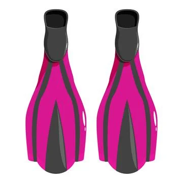 Pair of pink diving flippers isolated on white background Ilustração Stock