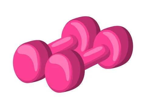 Pair of Pink Dumbbells Flat Design Clipart Ilustração Stock
