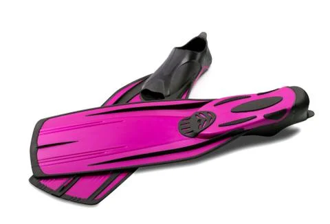 Pair of pink flippers for diving Stock Photos